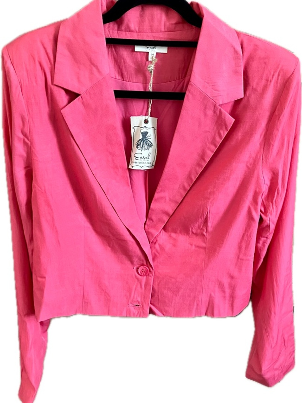 easel Cropped Coral Pink Notch-Lapel Blazer